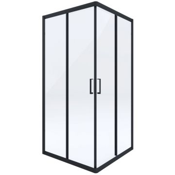 Cabina de dus patrata neagra 80x80 cm, cu usi culisante, Deante Funkia