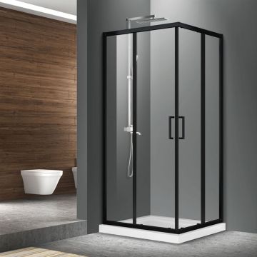 Cabina dus patrata neagra 90x90 cm, Mediterraneo, Hector 2