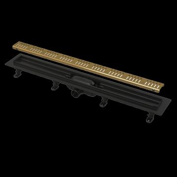 Rigola dus iesire laterala cu capac perforat auriu 950 mm Alcadrain APZ10BLACK-950BRASS