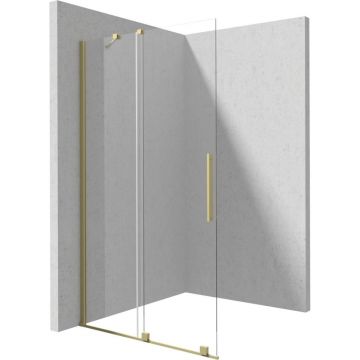 Paravan dus sticla securizata walk-in cu usa glisanta, 100x195 cm, auriu periat, Deante Prizma