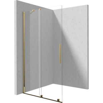 Paravan dus sticla securizata walk-in cu usa glisanta, 90x195 cm, auriu lucios, Deante Prizma