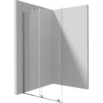 Paravan dus sticla securizata walk-in cu usa glisanta, 90x195 cm, otel slefuit, Deante Prizma