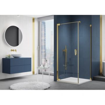 Cabina dus SanSwiss Cadura CA1C+CAT1 usa batanta + perete fix - Culoare Gold