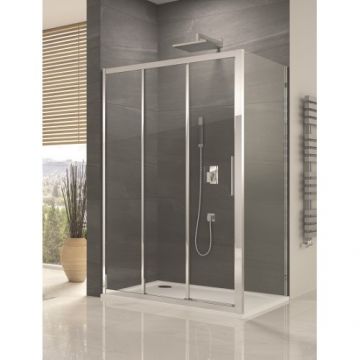 Cabina dus SanSwiss Ocelia OCES3+OCEF, usa culisanta + perete fix - Culoare Crom