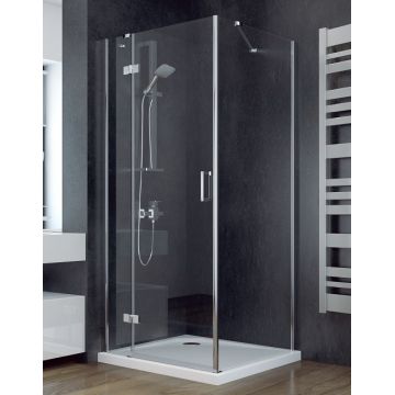 Cabina de dus patrata Besco Viva 80x80x195 cm profil crom sticla transparenta securizata de 8 mm orientare stanga EXPUS