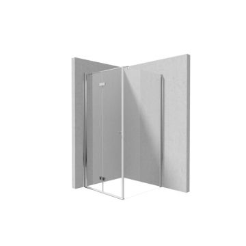 Cabina dus 100x120 cm crom cu perete fix si usa batanta Deante Kerria Plus