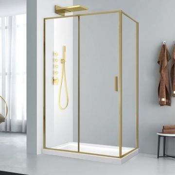 Cabina dus aurie 120x90 cm sticla securizata 6 mm Mediterraneo, Petra Gold